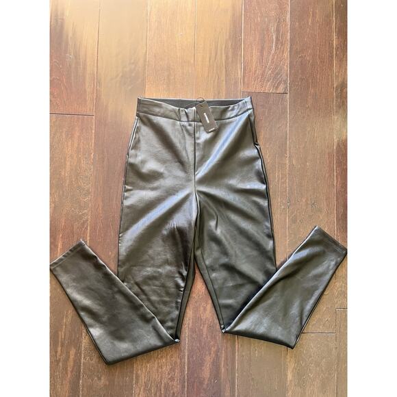 Express Women’s Black Faux Leather Legging Pants Holiday Fashion Sz S NWTs - Picture 1 of 7